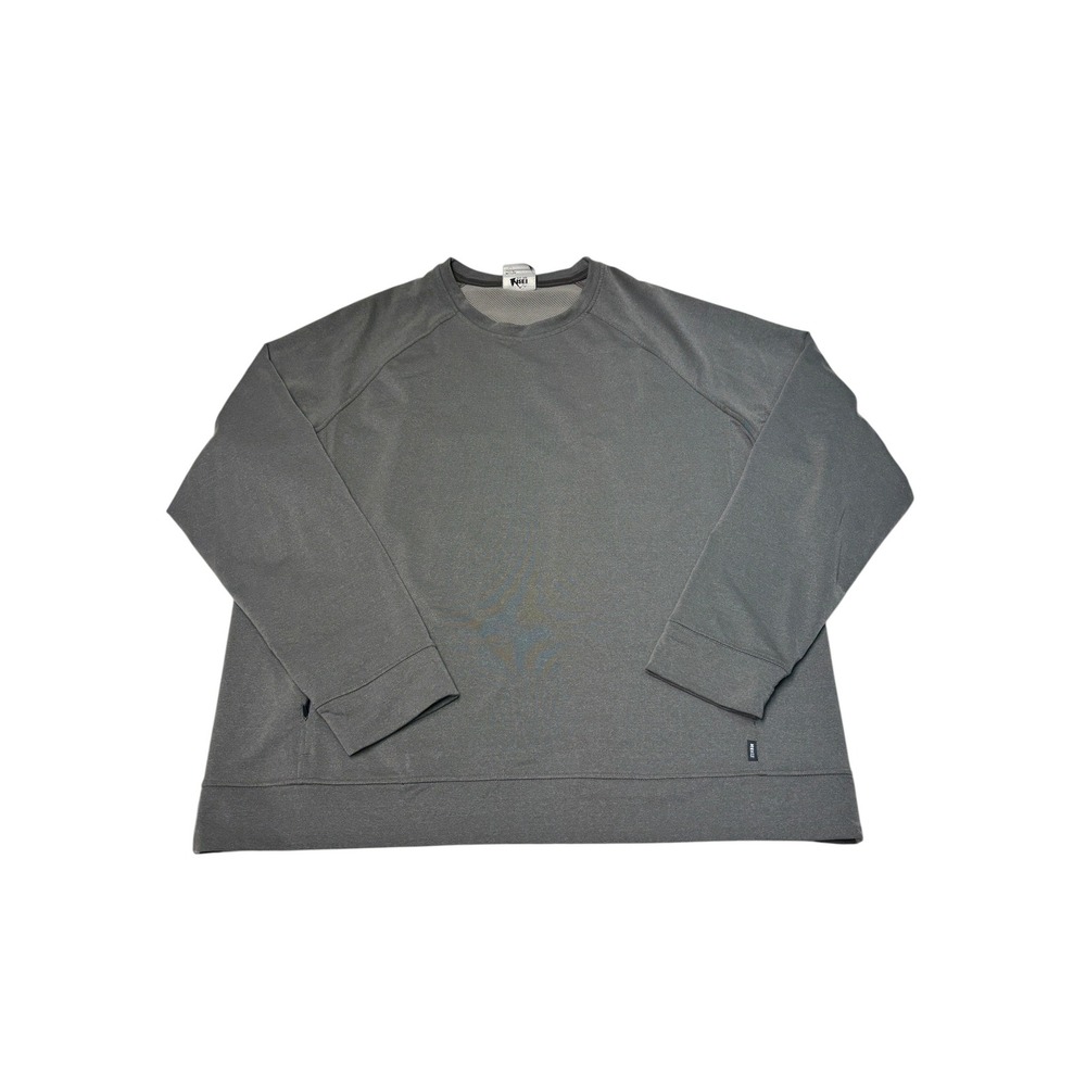 REI Co-op Mens XL Gray Technical Long Sleeve Raglan Shirt Side Zip Pocket Hiking